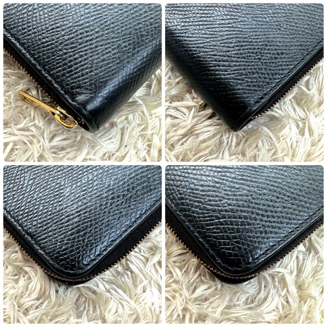 【美品】セリーヌ 長財布 ラウンドファスナー ブラック レザー ユニセックス