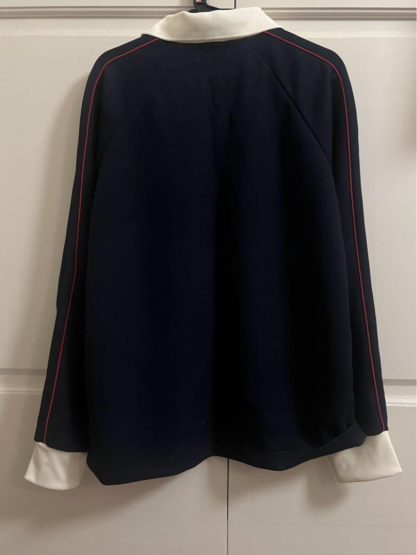 新品入荷 セールファッション - F 長袖ポロシャツ ネイビー moussy xgirl トップス