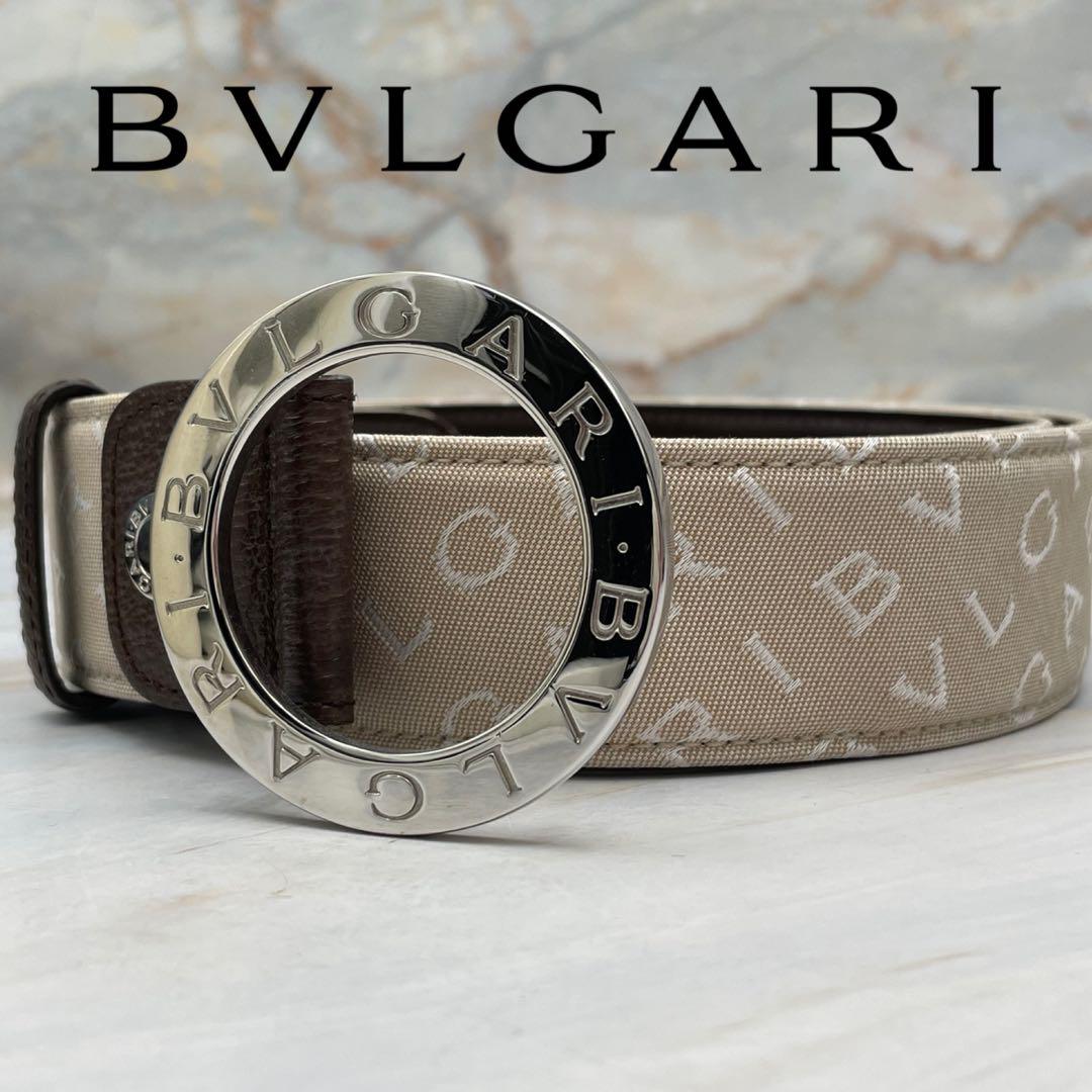 ＢＶＬＧＡＲＩブルガリ ベルト ロゴマニア メンズ レディースベージュ