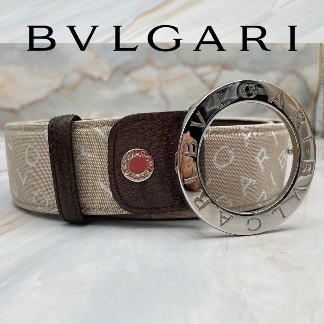 ＢＶＬＧＡＲＩブルガリ ベルト ロゴマニア メンズ レディースベージュ