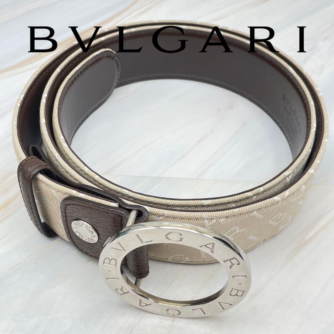 ＢＶＬＧＡＲＩブルガリ ベルト ロゴマニア メンズ レディースベージュ
