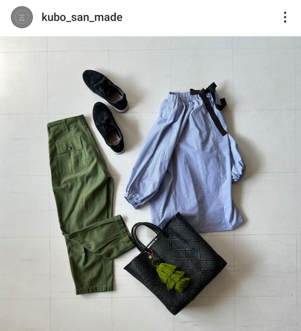 kubosanmade／クボサンメイド　ボリューム袖ブラウス　ストライプ