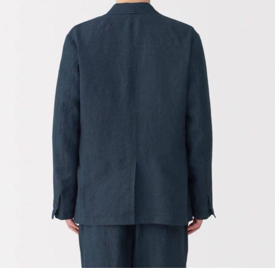 無印良品 新品 紳士　リネン洗いざらしジャケット 紳士　Ｍ　ネイビー　メンズ