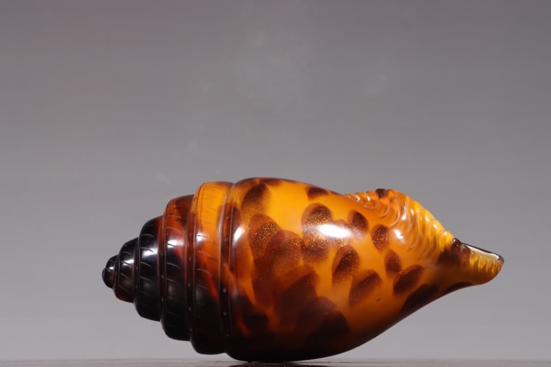 玄関先迄納品琉璃巻貝型海螺吉祥螺型漢詩文乾隆年製彫刻| captainday.com