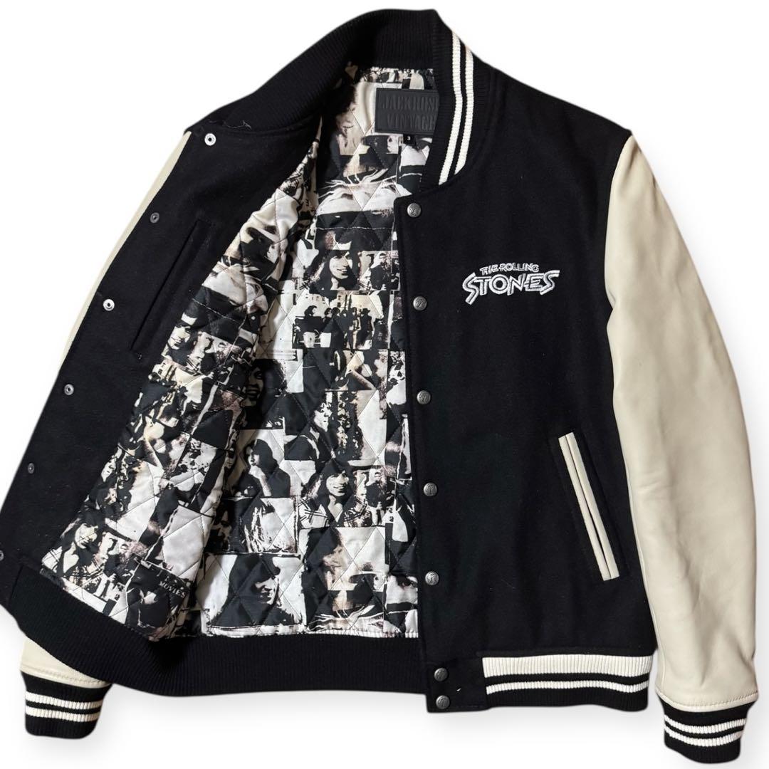 JACK ROSE×ローリングストーンズ　袖レザーウールスタジャン　刺繍ロゴ JACK ROSE(ジャックローズ) / The Rolling Stones/ローリング