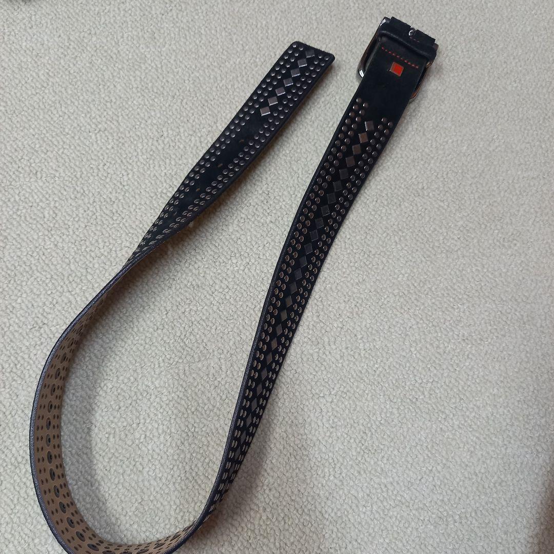 HUGO BOSS ベロア　スタッツ　ベルト 黒