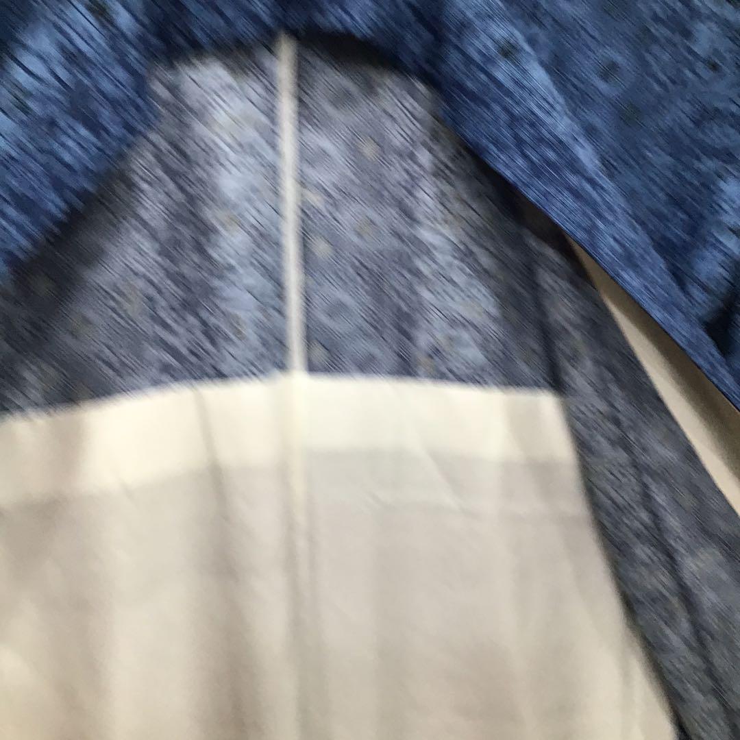 【1333】紺 縦縞小紋 単衣 画像6
