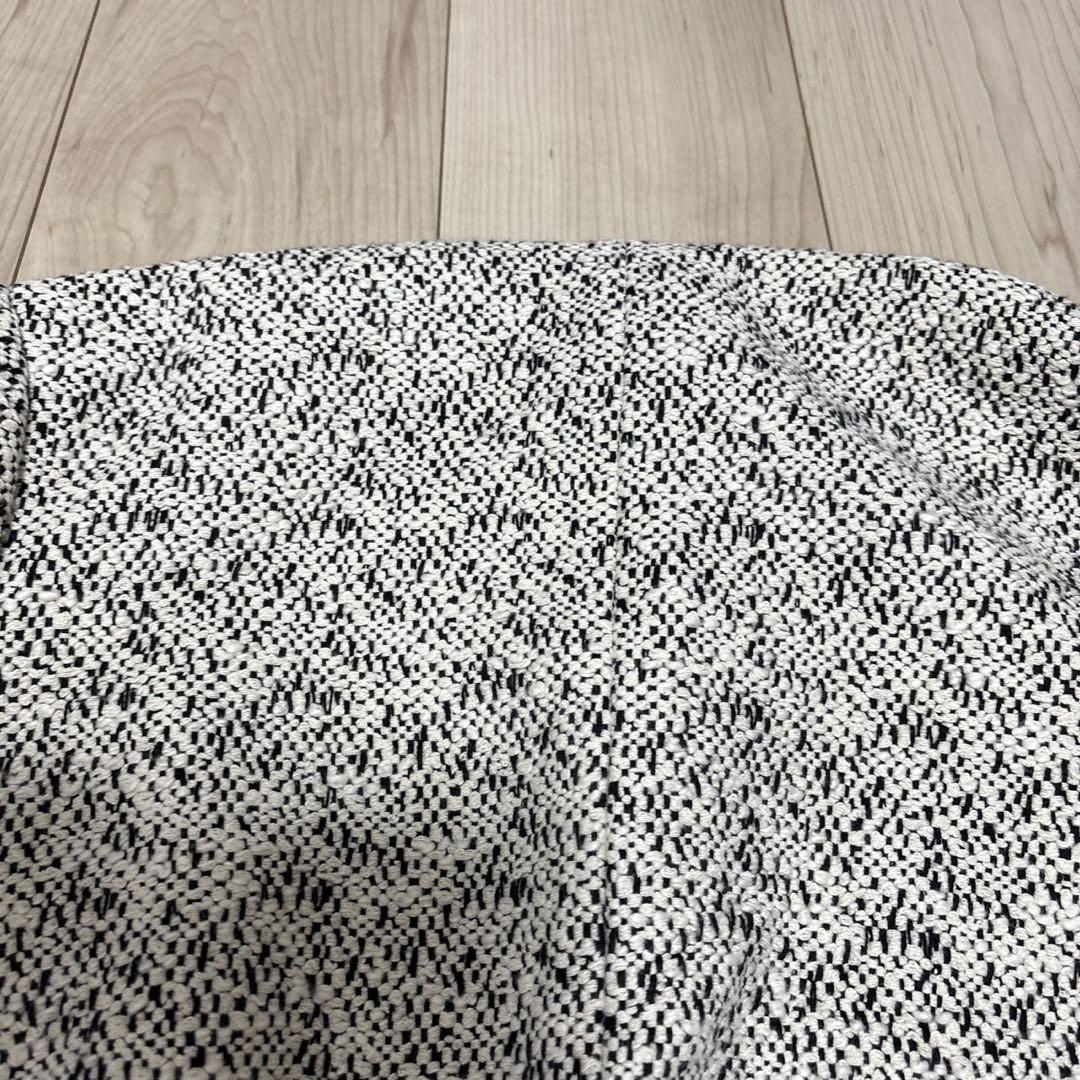 セオリー 定価約7.5万 ツイードコート ノーカラー Sサイズ 白×黒