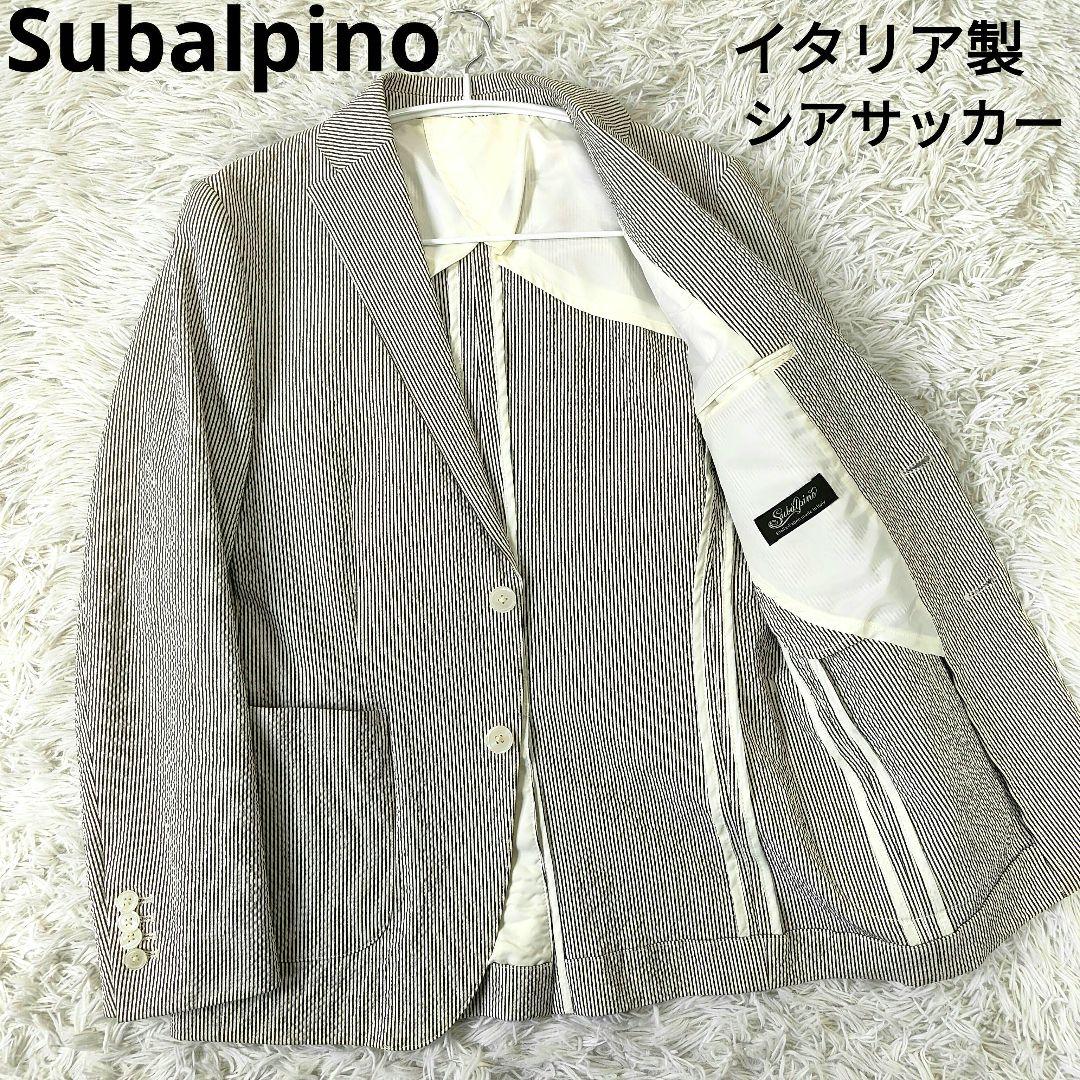 イタリア　Subalpino　シアサッカーテーラードジャケット　M ベージュ