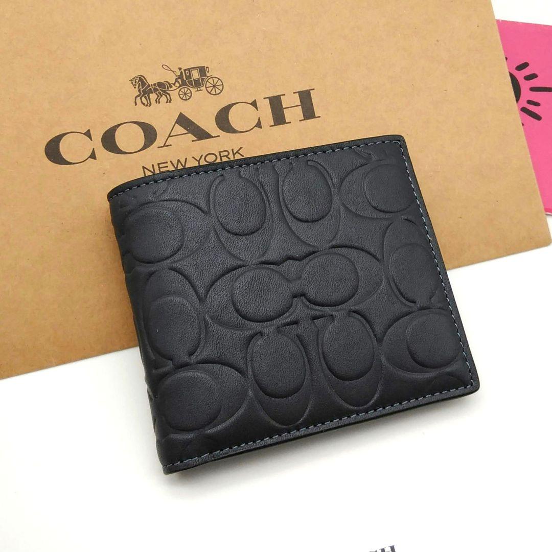 新作　新品　COACH　折り財布　メンズ　人気の小銭入れ付き