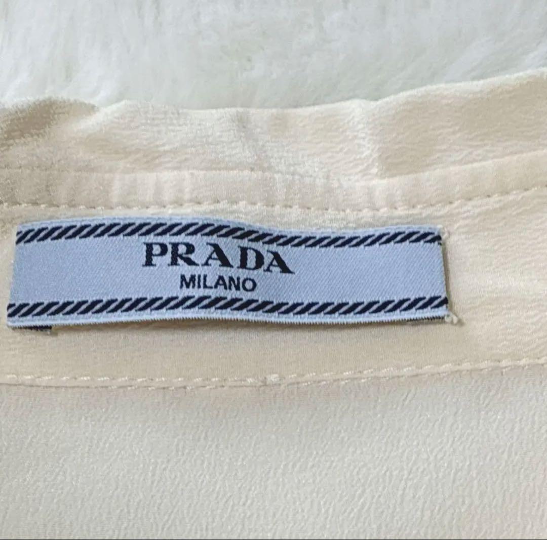 難あり】PRADA シルク シャツ 金ボタン ブラウス サイズ42