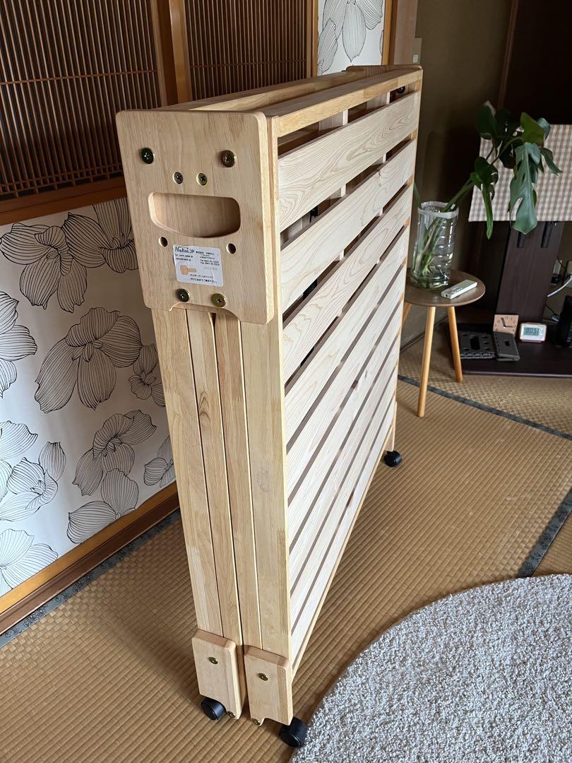 中居木工ひのき折り畳みベットロータイプシングル