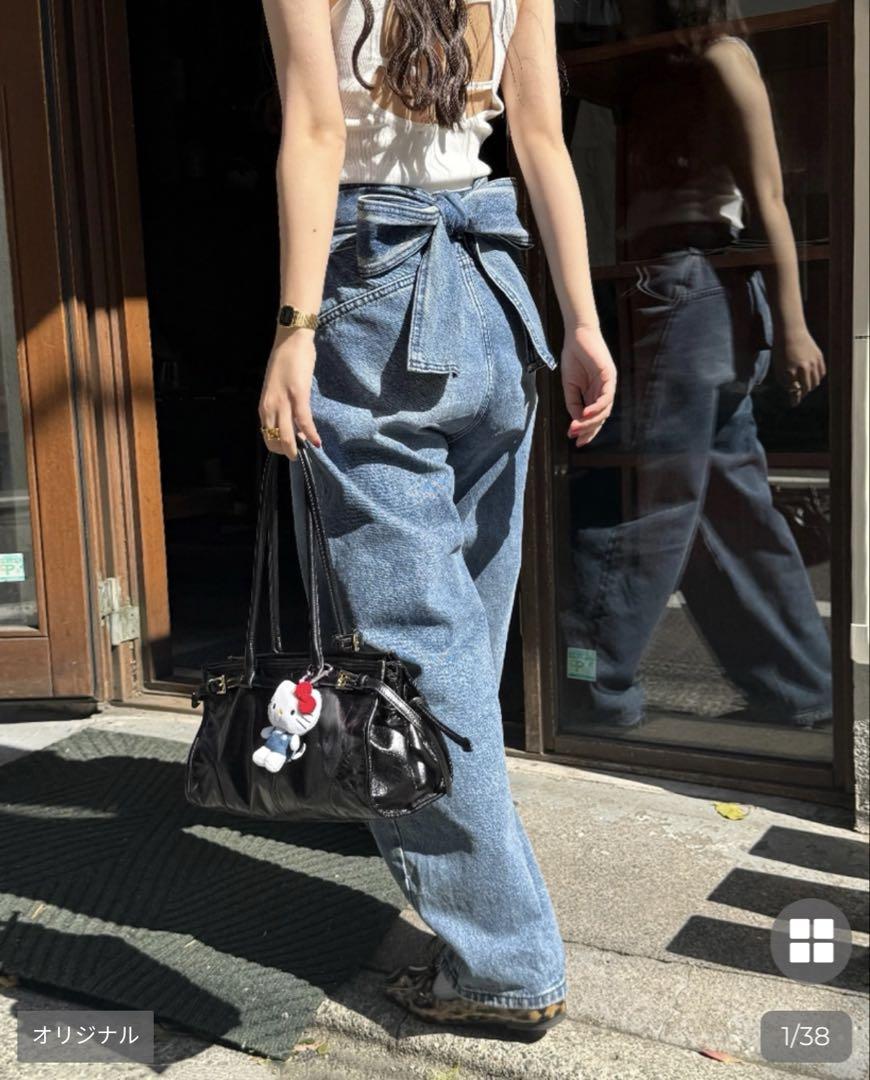 VISCO nugu リボンタックバルーンデニムパンツ