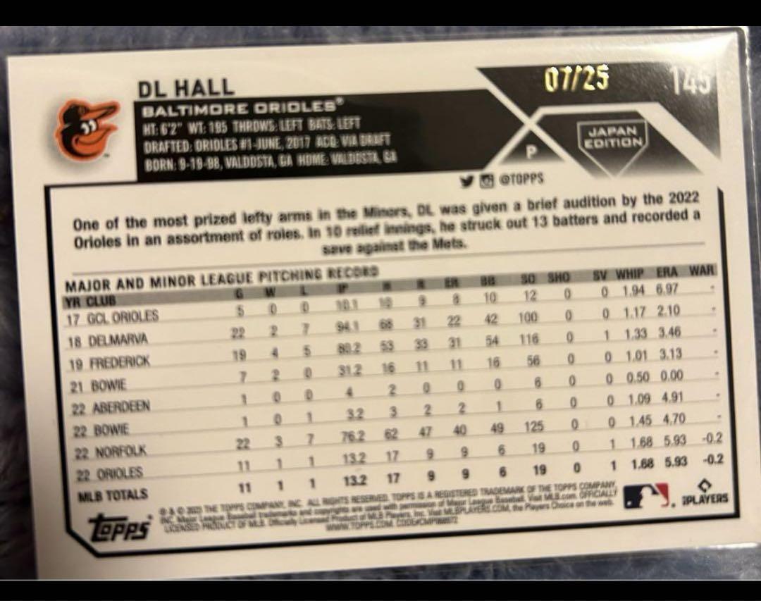 【特価】topps Japan  edition 2023 DL HALL 25