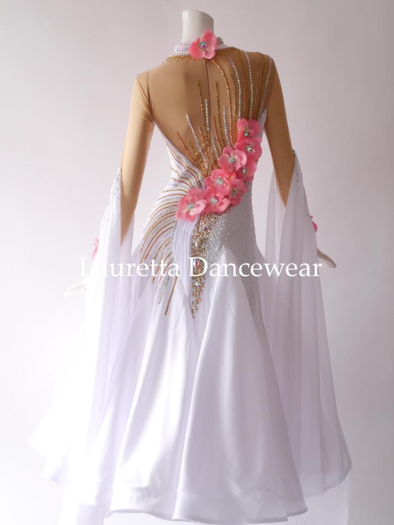 新品未使用 社交ダンス ドレス 衣装 スタンダード Ｍ ピュアホワイト 競技デモ 新品未使用 社交ダンス ドレス 衣装 スタンダード M ピュアホワイト