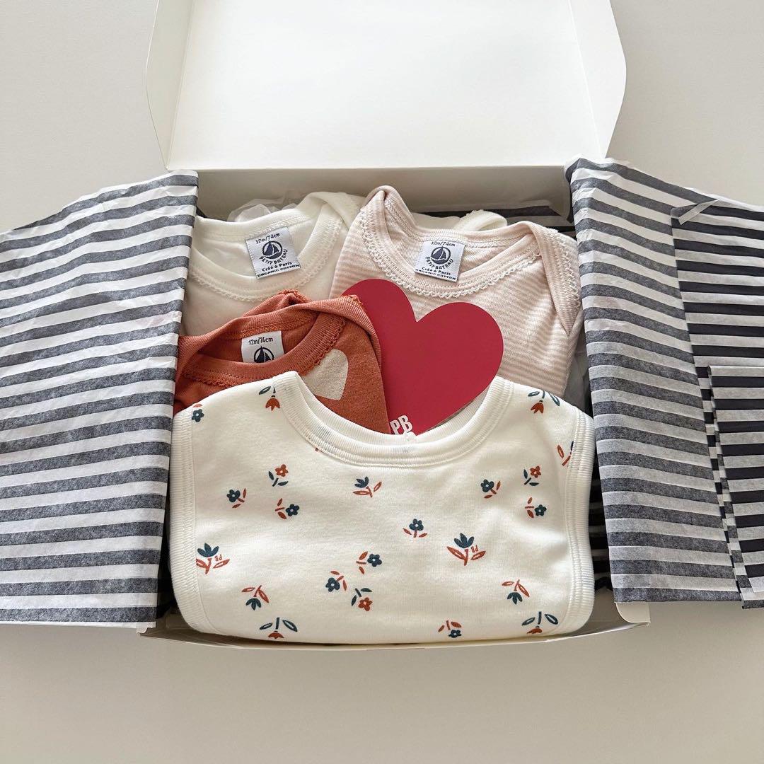 PETITBATEAU プチバトー ベビー肌着 ボディロンパース ベビーカスタイ