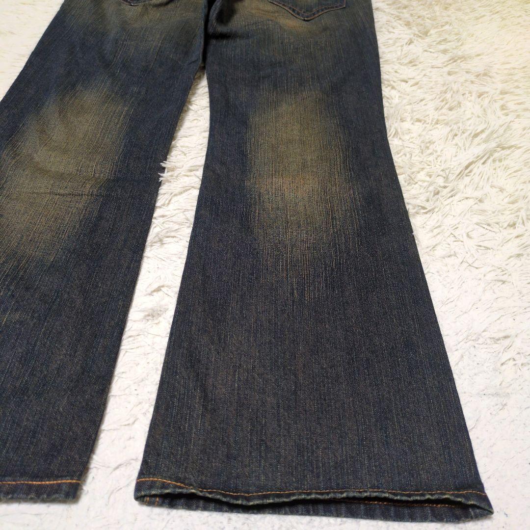 00s 鬼ヒゲ ベルボトム デニム EDWIN y2k 鬼フェード フレア 36