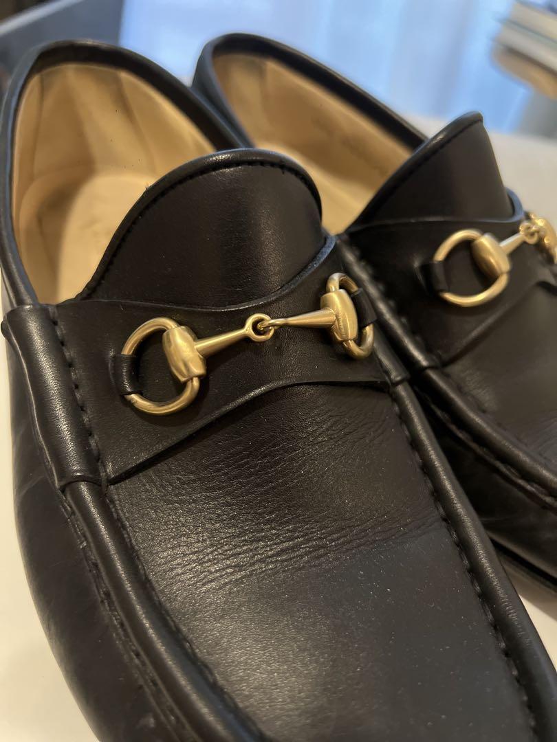 GUCCI レザー ローファー ゴールド金具