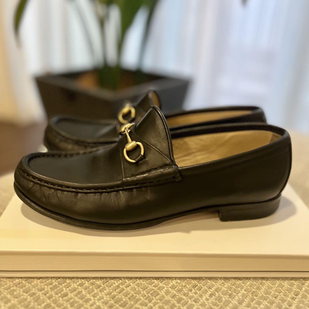 GUCCI レザー ローファー ゴールド金具