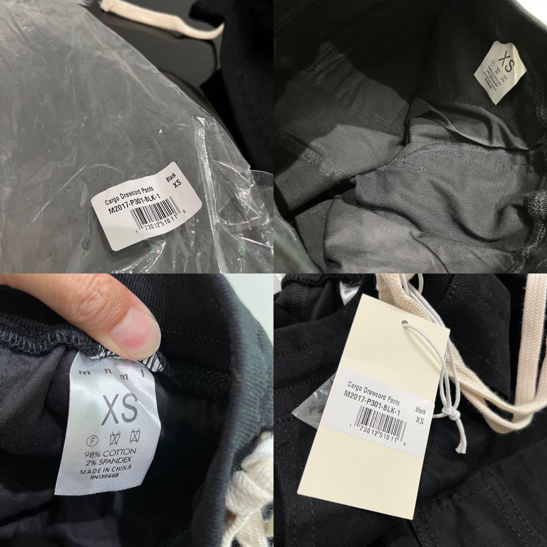 一番人気最小サイズXS mnmlロング紐カーゴストレッチジッパーパンツBLACK