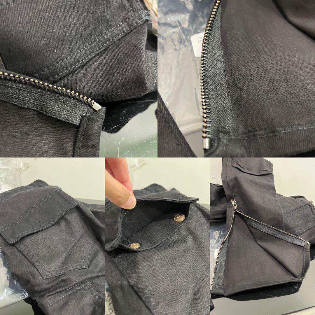 一番人気最小サイズXS mnmlロング紐カーゴストレッチジッパーパンツBLACK