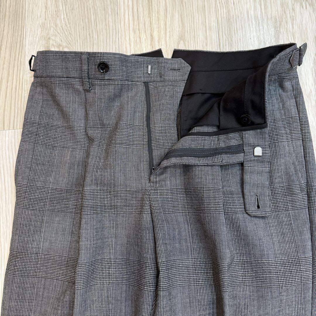 極美品◇高級 ONLY PREMIEO ワンタックスラックス 44 チェック柄
