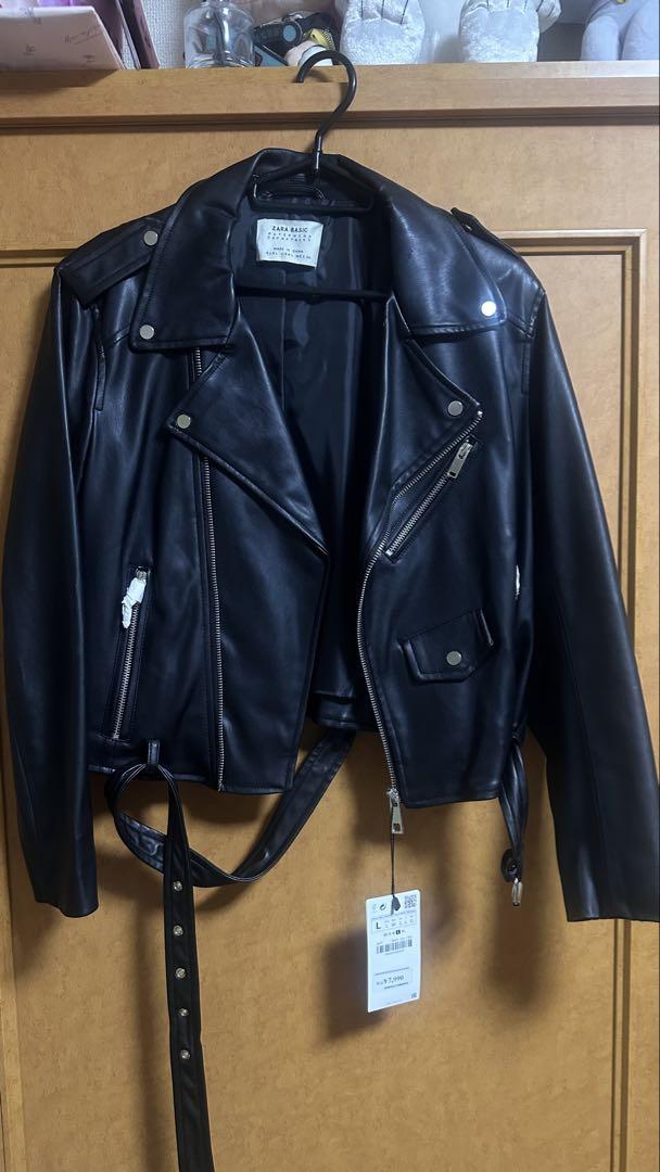 ZARA ブラック ライダースジャケット Lサイズ 新品タグ付き