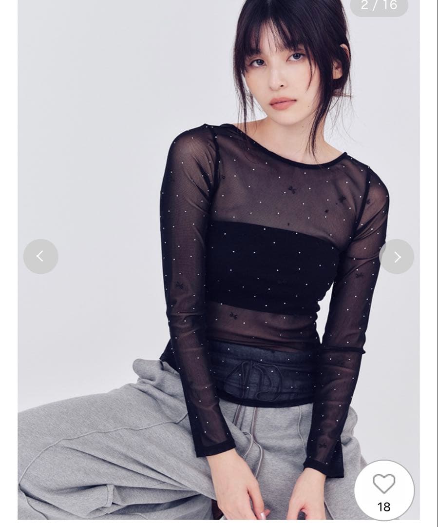 ︎2枚セット ︎FRAY I.D リボンプリントメッシュトップス SIZE FRAY I.D