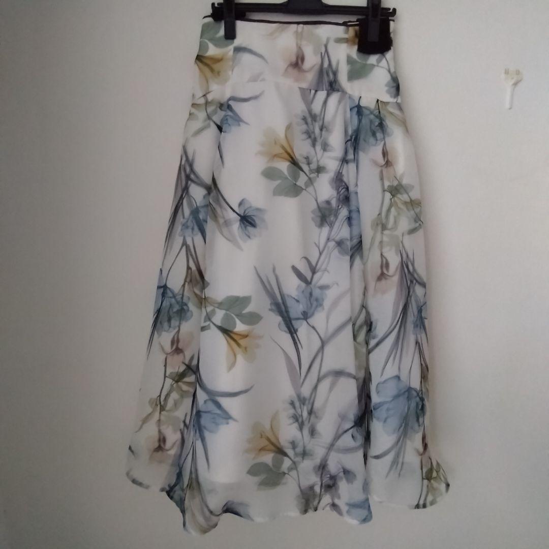 アプワイザーリッシェ クリア 大花スカート ブルー サイズ2 ロングスカートM・Apuweiser-riche