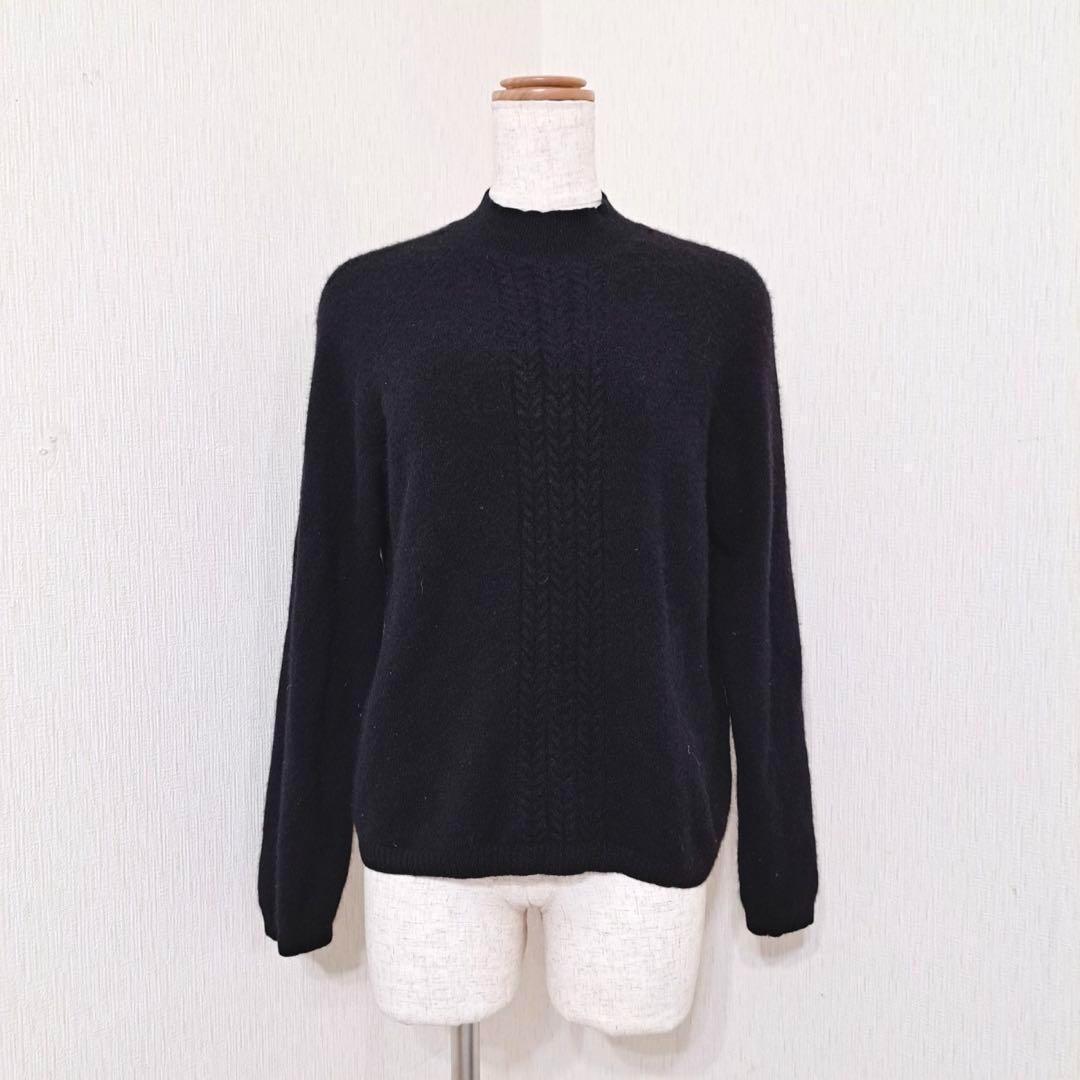 高島屋 カシミヤ100%ニット セーター(M)EVEN 長袖 モックネック 黒