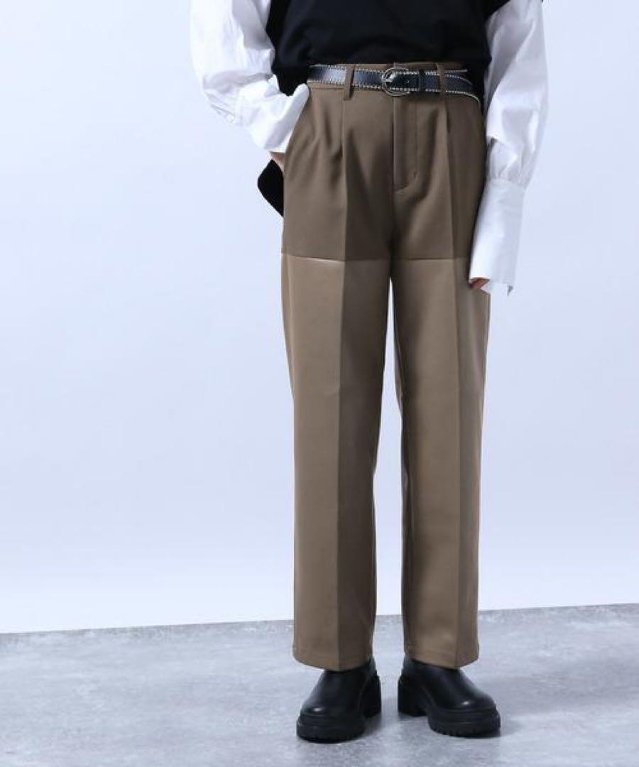HARE シンセティックレザーコンビストレートパンツ
