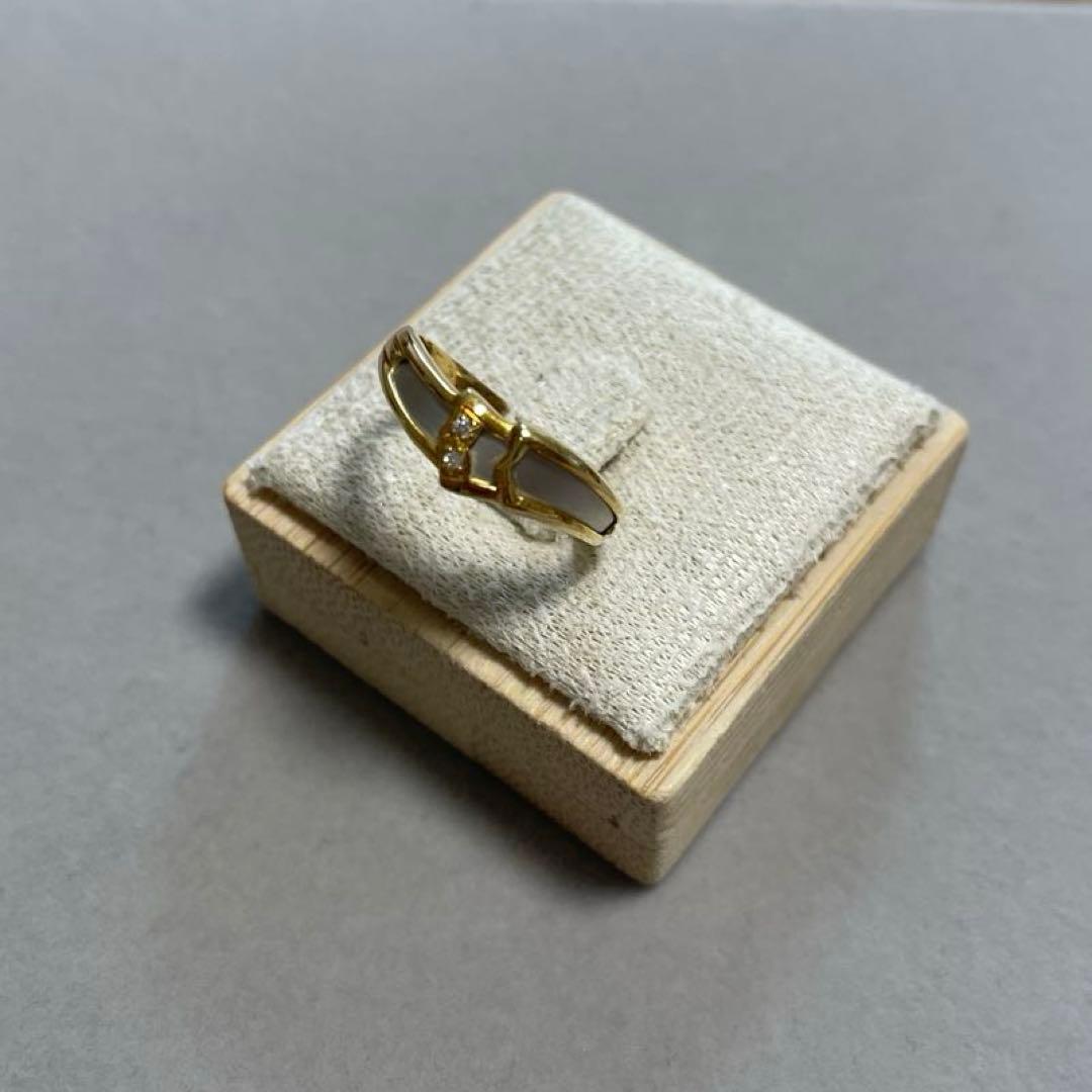 K18プラチナ　コンビリング　デザインリング ダイヤモンド