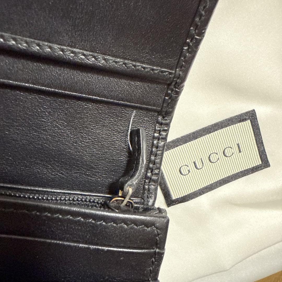 GUCCI グッチ マイクロシマ　レザー長財布　外箱付　449396BMJ1G