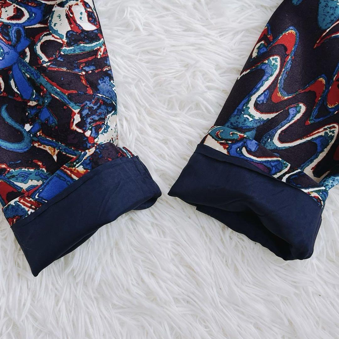 美品 VIVIAN TAM ワンピース 総柄 宗教柄 七分袖 シルク サイズS