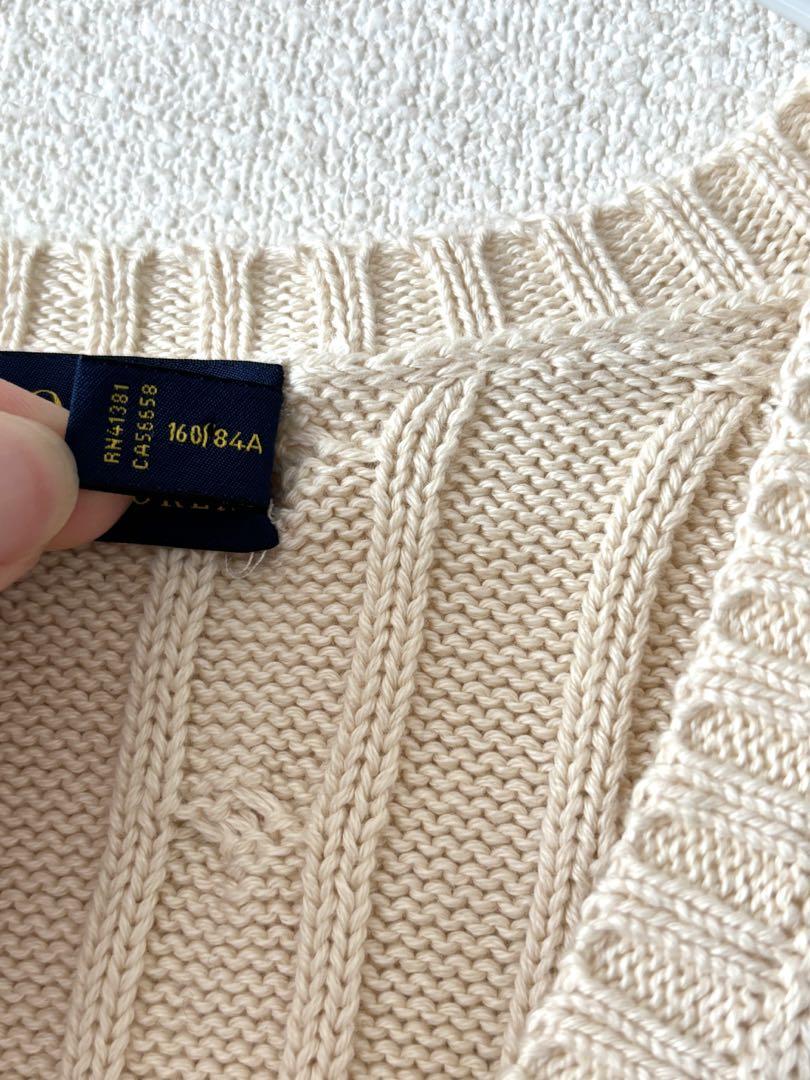 美品　ポロラルフローレン　ニット　セーター　ケーブル編み　ホワイト