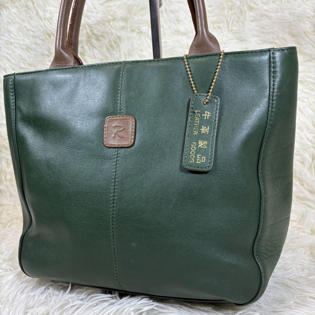 【美品✨】 Roberta Saldena ハンドバッグ　レザー　グリーン　牛革