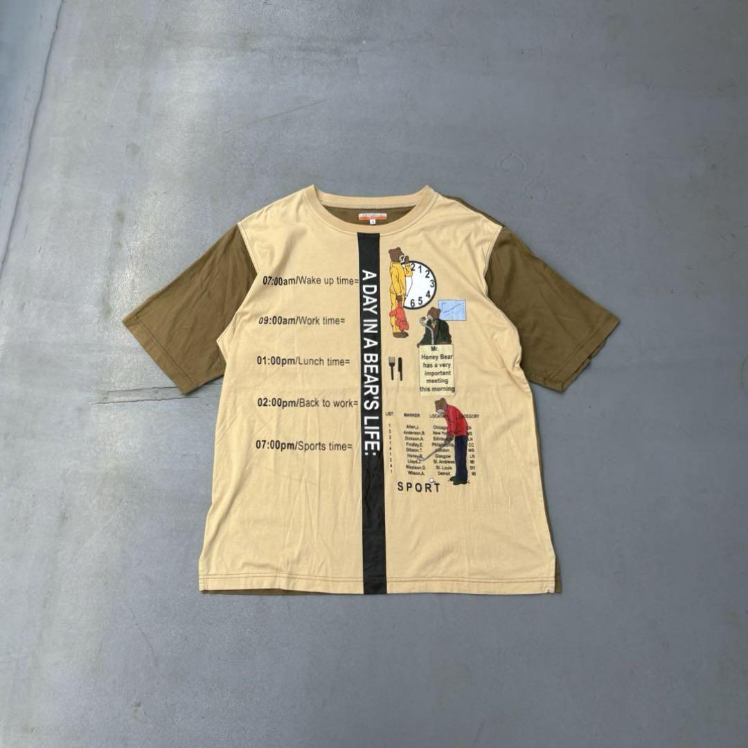 90s Castelbajac スケジュール　2tone 半袖　tシャツ　メンズ
