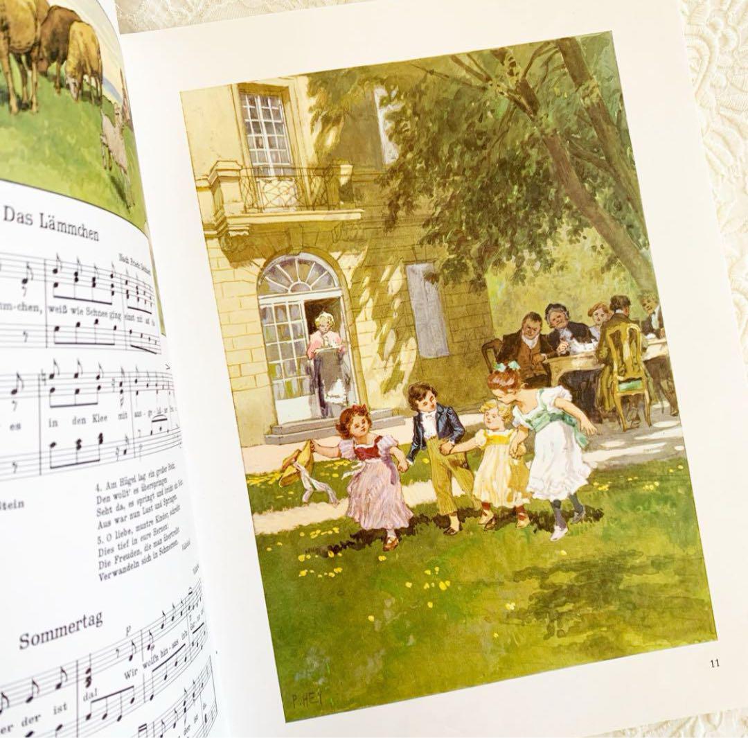 洋書　ドイツ絵本　古書 洋書ஐドイツ 古書 挿絵と楽譜も素敵な児童書 ビンテージ 絵本