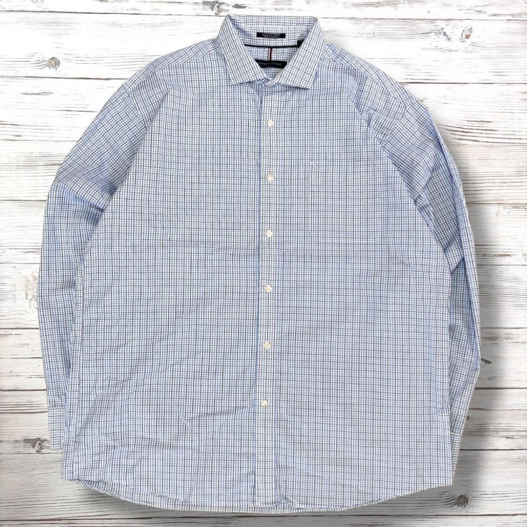 TOMMY HILFIGER 長袖シャツ 刺繍ロゴ チェック柄 XL 1086