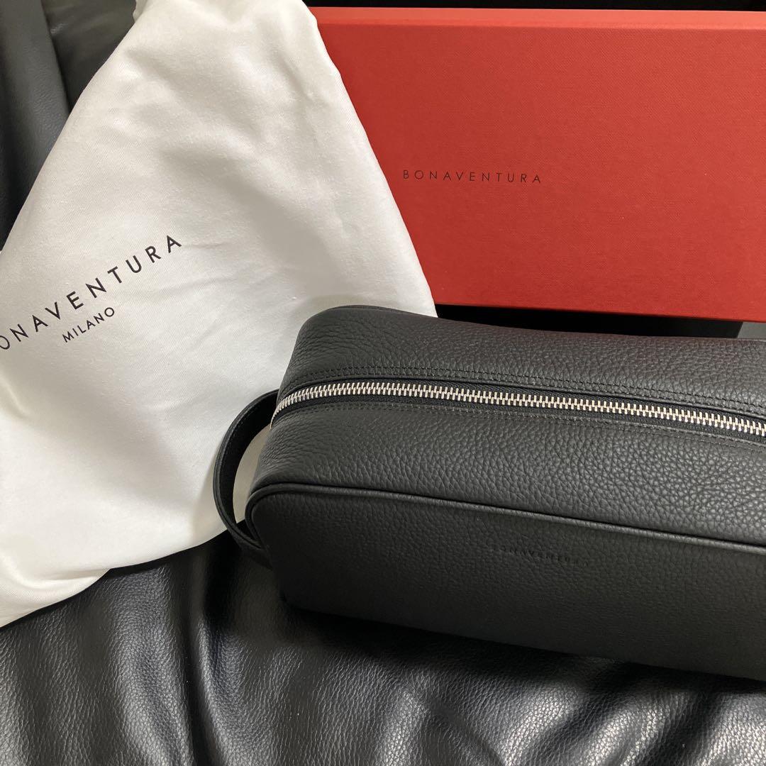ボナベンチュラ ポーチ 黒 レザー