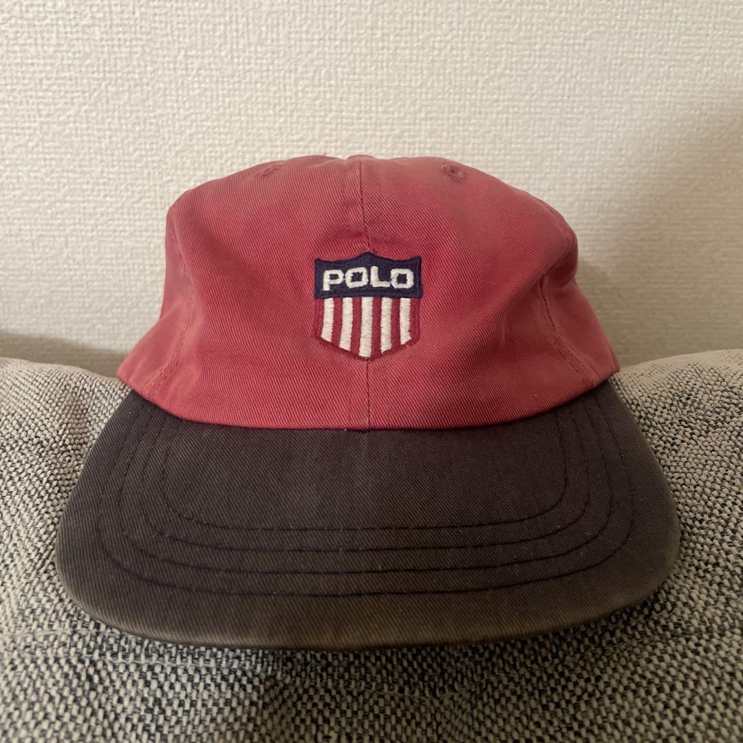 90s Polo Sport 赤色 キャップ U.S.A 製