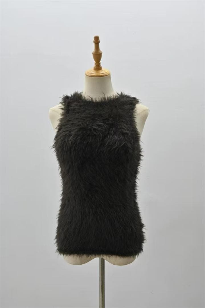 anuans ファーライクノースリーブニットトップス 3色