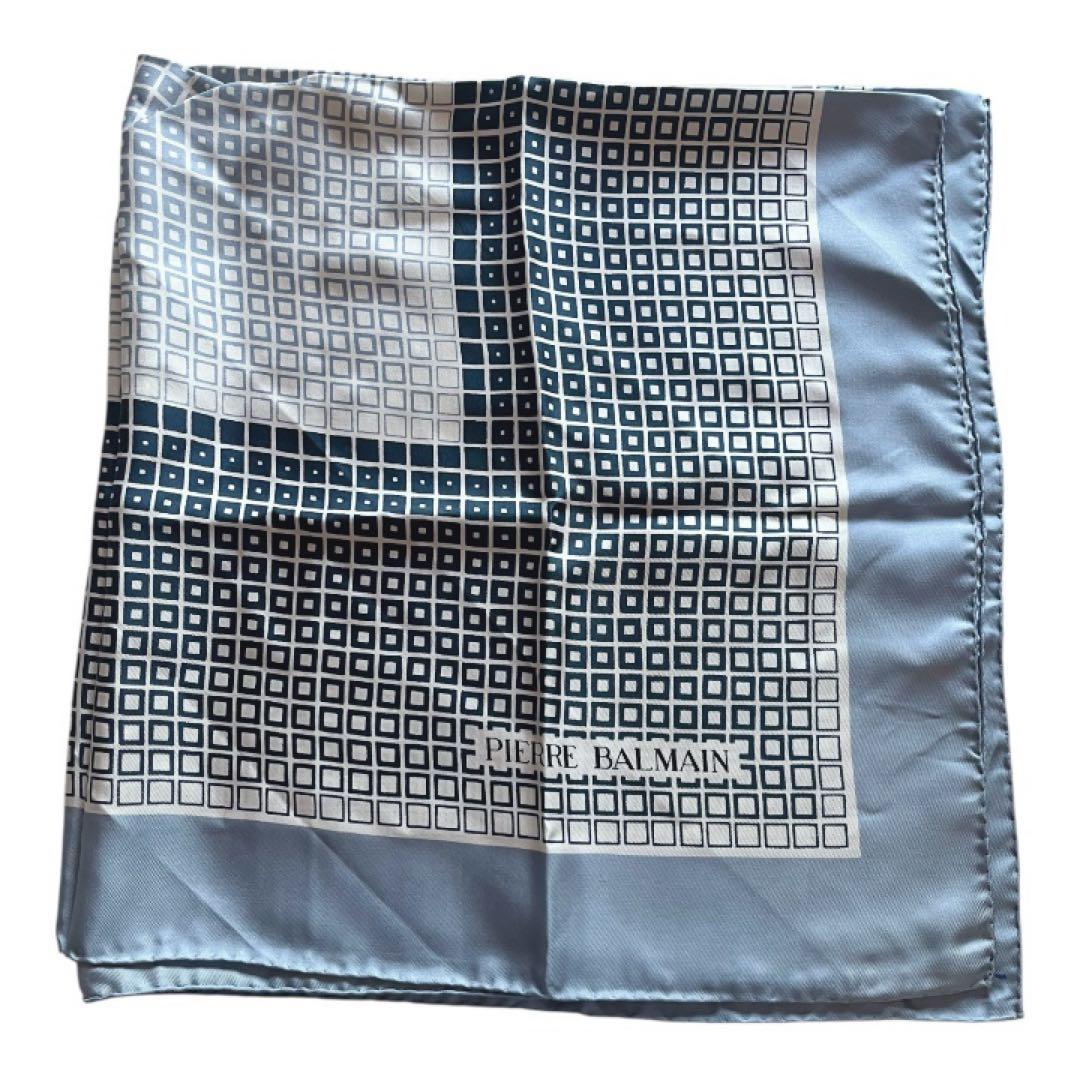 PIERRE BALMAIN ピエールバルマン スカーフ シルク グリッド模様Pierre Balmain