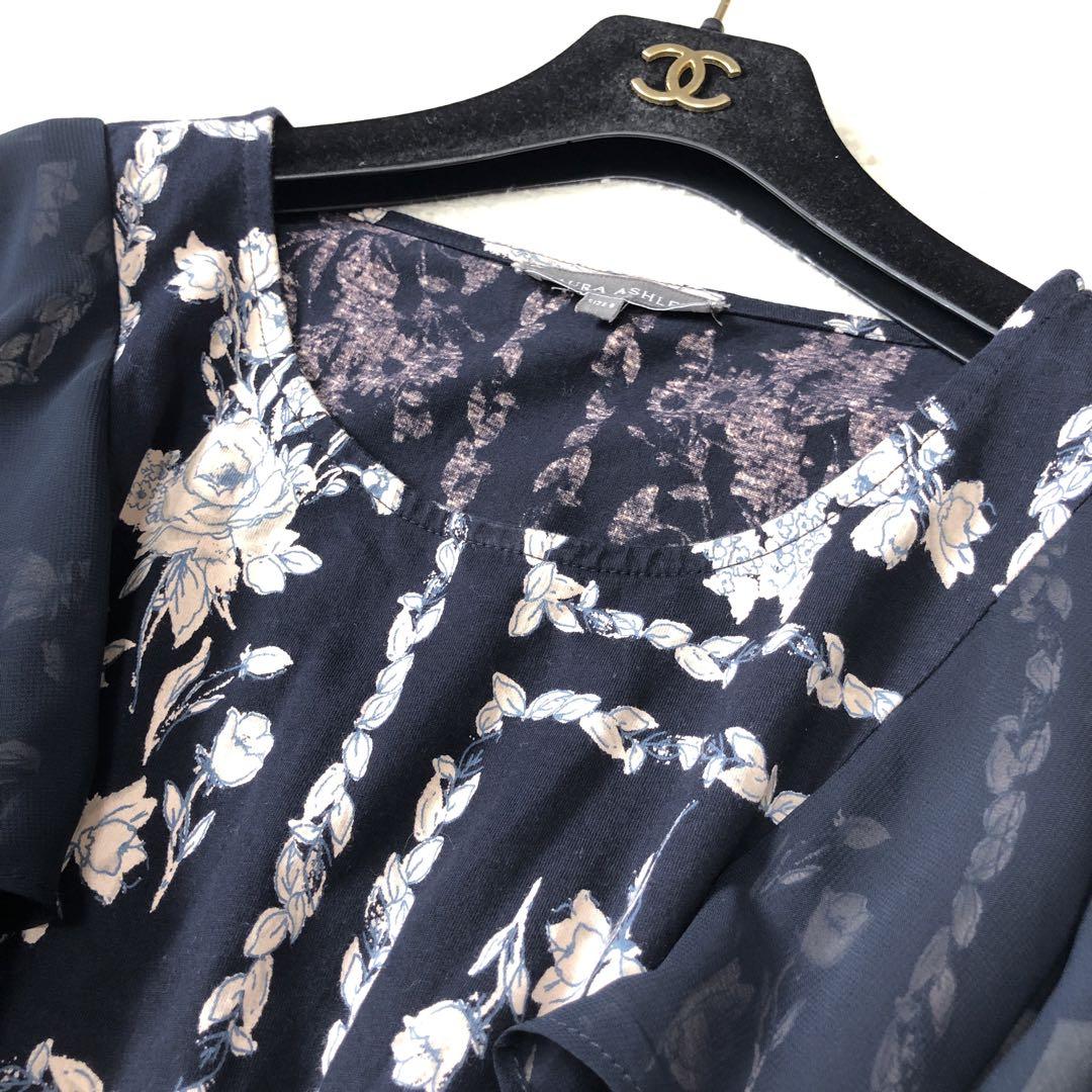 未使用級　ローラアシュレイ　ロングワンピース　花柄　綿100%しっとり肌馴染み◎ 洗える／同柄アイテムあり】ローザリンド柄 シフォンワンピース