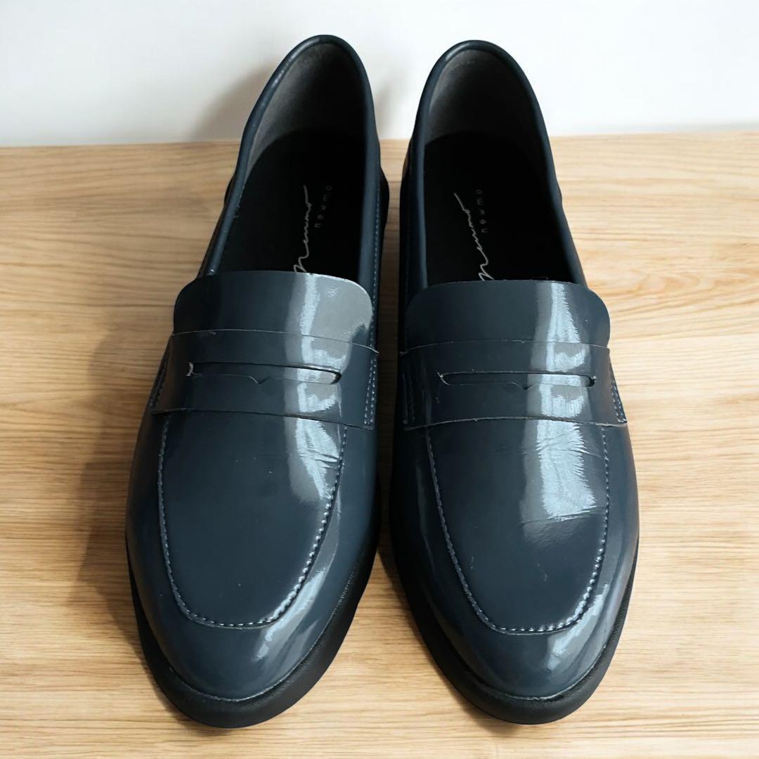 美品 24c.5m newmo クラリーノ ストレッチ 厚底ローファー