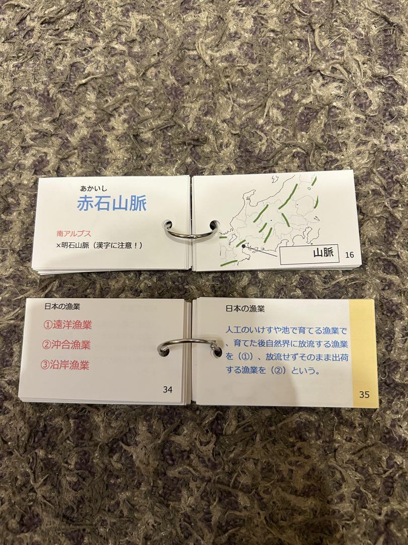 【未使用】 中学受験 社会 暗記カード 地理マスター 5テーマ＋日本地理100