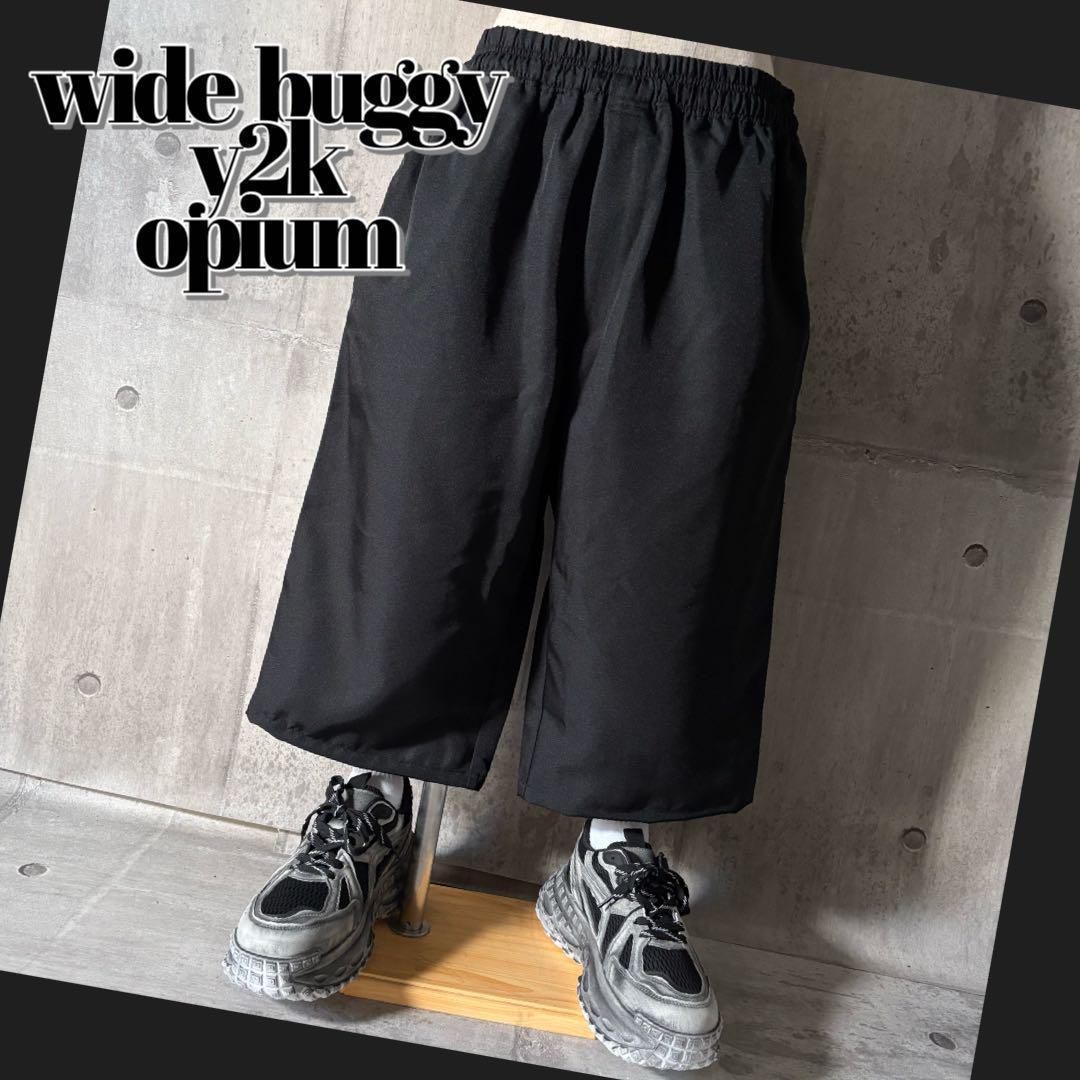 パンツ 2000's archive Black buggy slacks y2k y2k mode wide buggy slacks half pants - メルカリ