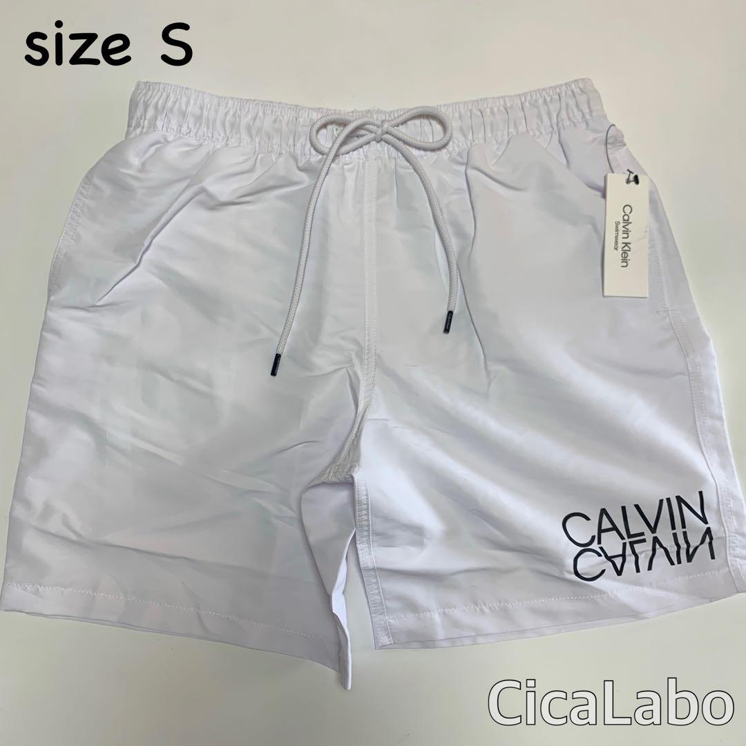 【新品】カルバンクライン 横ロゴ 水着 ショートパンツ ホワイト S