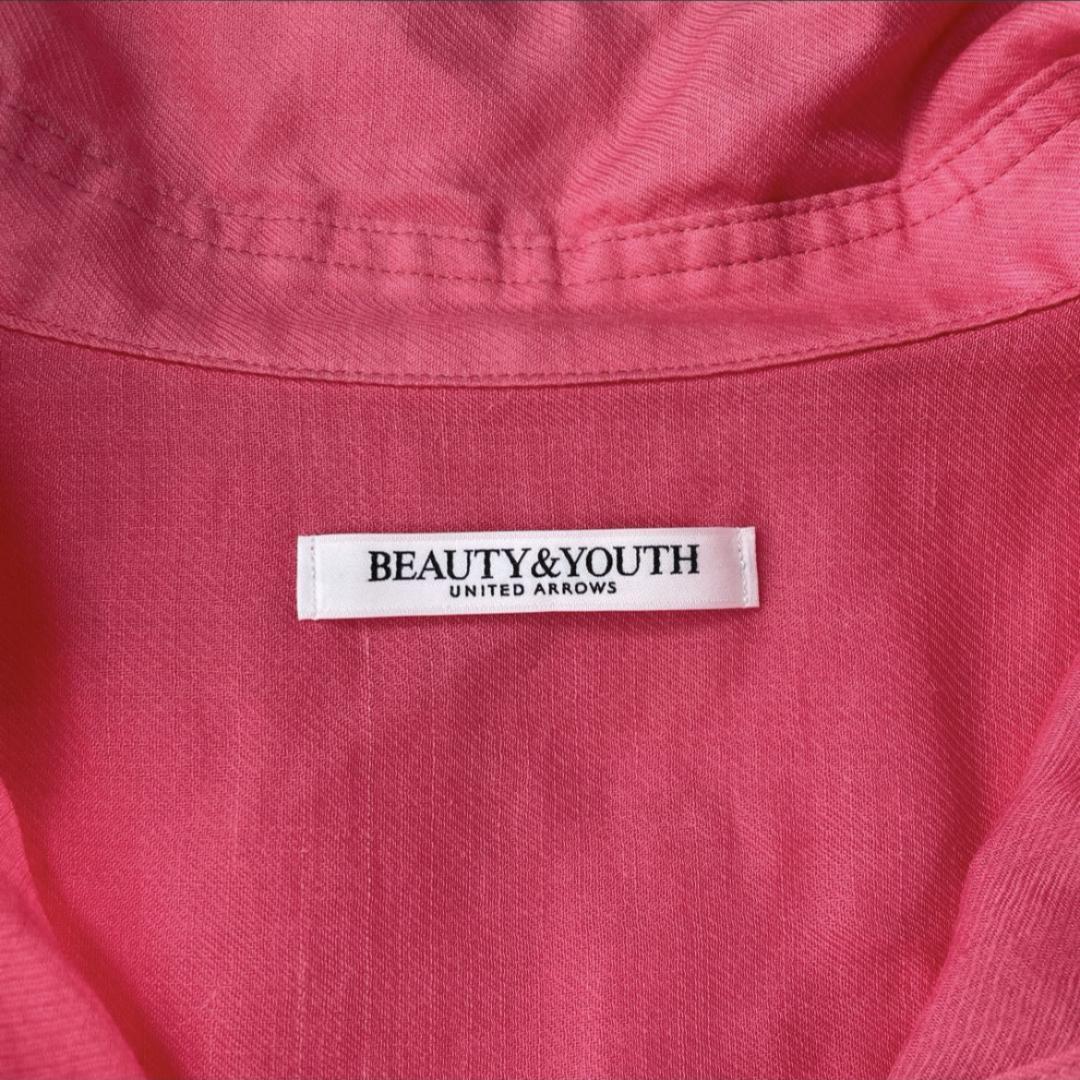 BEAUTY&YOUTH レギュラーカラーシャツ リネン100 ピンク FREE