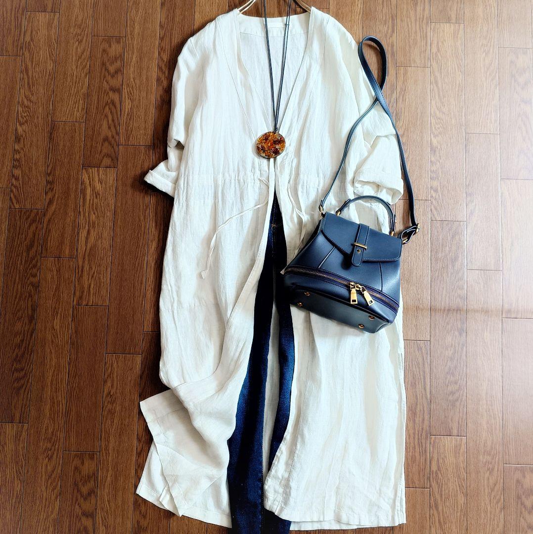 美品✨エヴァムエヴァ evam eva リネン100％ガウンコート アイボリー